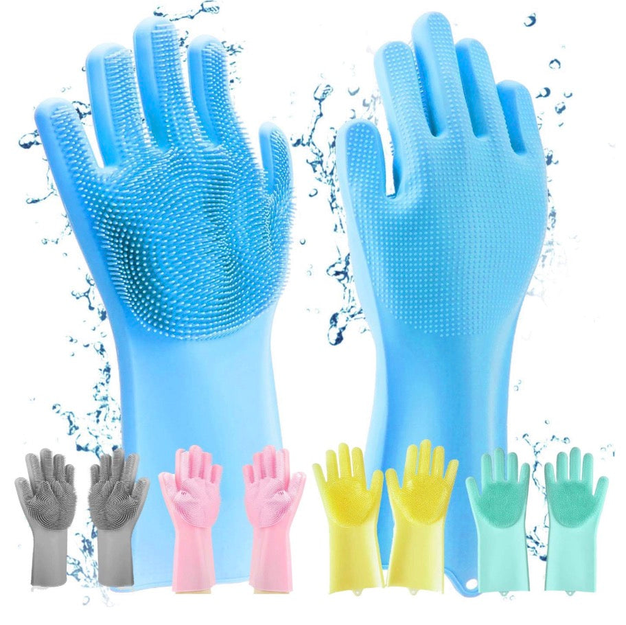Magic Silicone Cleaning Gloves – Multipurpose for Dishwashing, Kitchen & Pet Care (1 Pair)