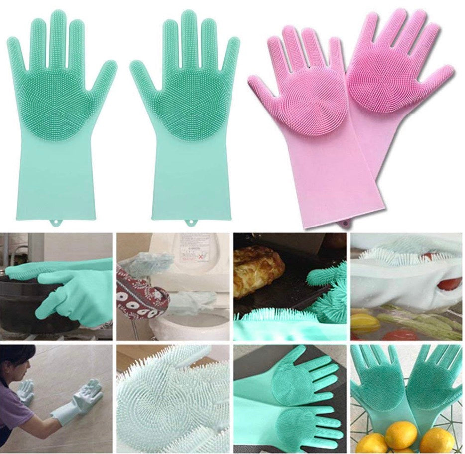 Magic Silicone Cleaning Gloves – Multipurpose for Dishwashing, Kitchen & Pet Care (1 Pair)
