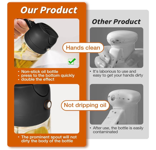 2-in-1 Oil Sprayer & Dispenser – 500ml Bottle for Kitchen | Perfect for Air Fryer, Salad, BBQ & Indian Cooking Oils