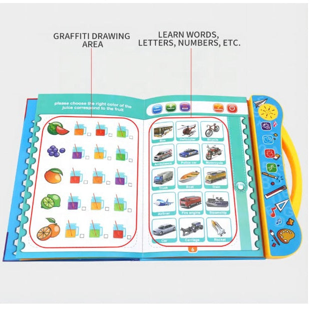 Intelligence Book | Interactive Musical Phonetic Learning Toy for Kids (ABC, 123, Animals & Colors) | Educational Audio E-Learning Book for Ages 3+