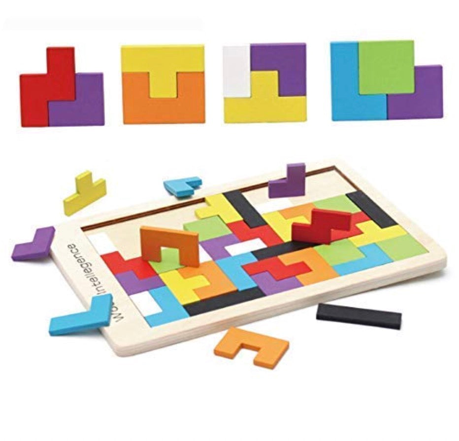 Colorful Wooden Tetris Puzzle for Little Geniuses (2–6 Years). Play Smart, Think Sharp!