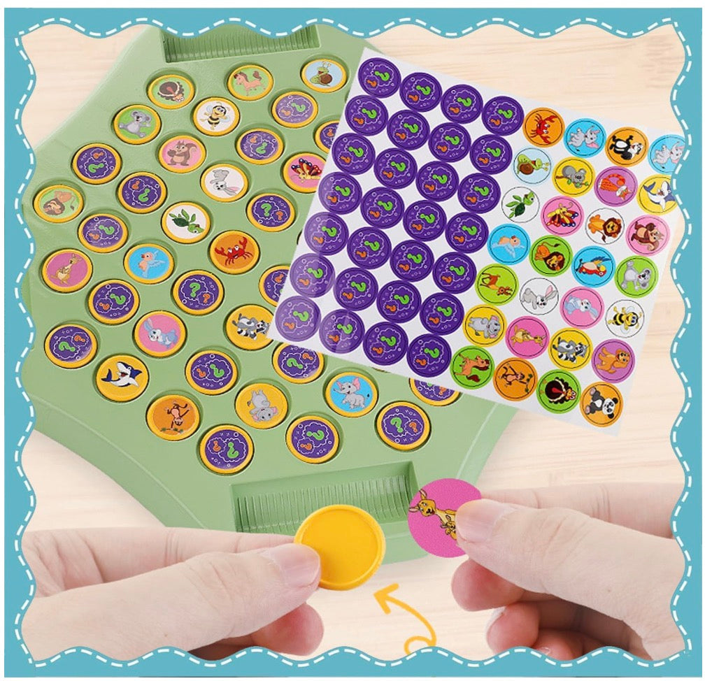 Flipping Chess Match Game for Kids – Montessori Memory Matching Board Game | Animal & Fruit Theme Puzzle with Chips & Sticks | Parent-Child Educational Toy for Ages 3+