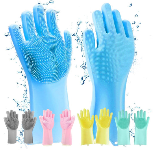 Magic Silicone Cleaning Gloves – Multipurpose for Dishwashing, Kitchen & Pet Care (1 Pair)