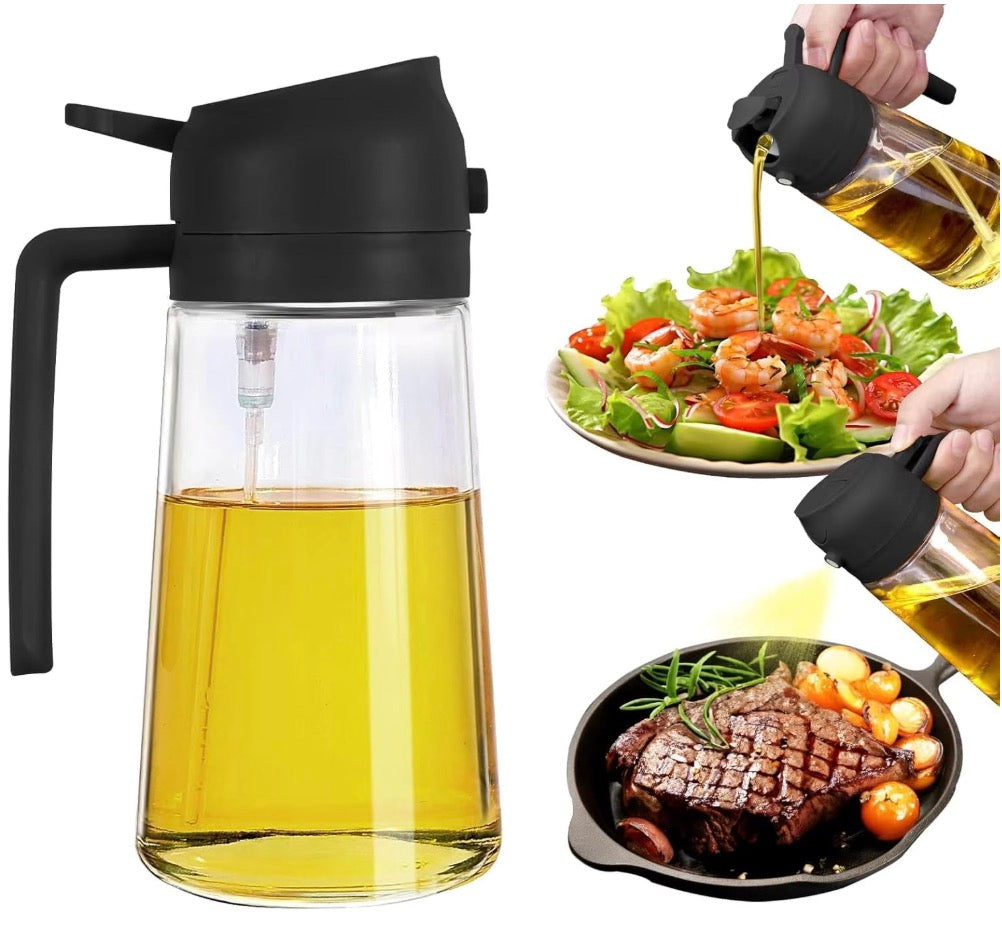 2-in-1 Oil Sprayer & Dispenser – 500ml Bottle for Kitchen | Perfect for Air Fryer, Salad, BBQ & Indian Cooking Oils