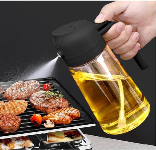 2-in-1 Oil Sprayer & Dispenser – 500ml Bottle for Kitchen | Perfect for Air Fryer, Salad, BBQ & Indian Cooking Oils