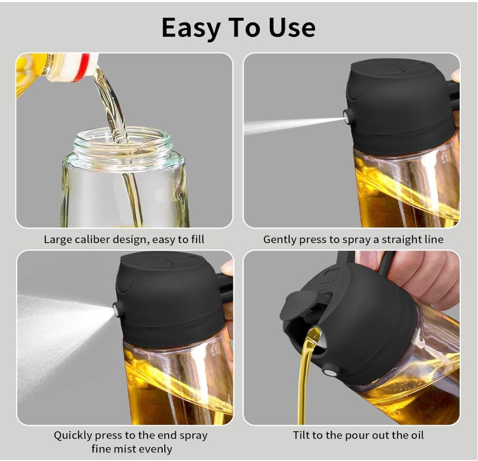 2-in-1 Oil Sprayer & Dispenser – 500ml Bottle for Kitchen | Perfect for Air Fryer, Salad, BBQ & Indian Cooking Oils