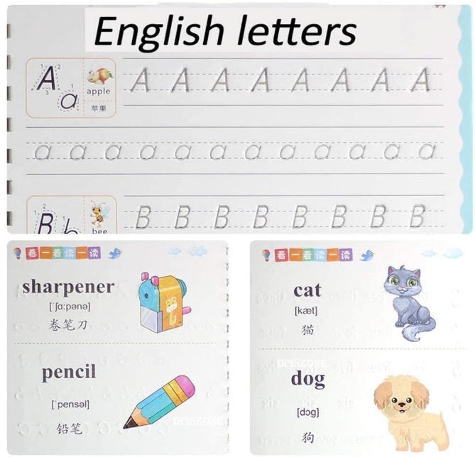 Magic Practice Copybook Set (4 Books + 10 Refills + 1 Pen + 1 Grip)