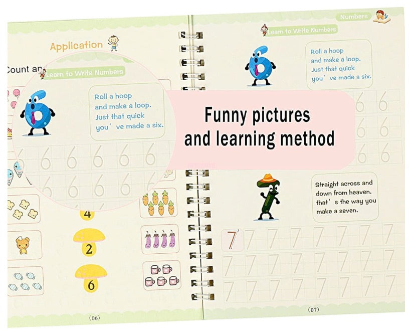 Magic Practice Copybook Set (4 Books + 10 Refills + 1 Pen + 1 Grip)