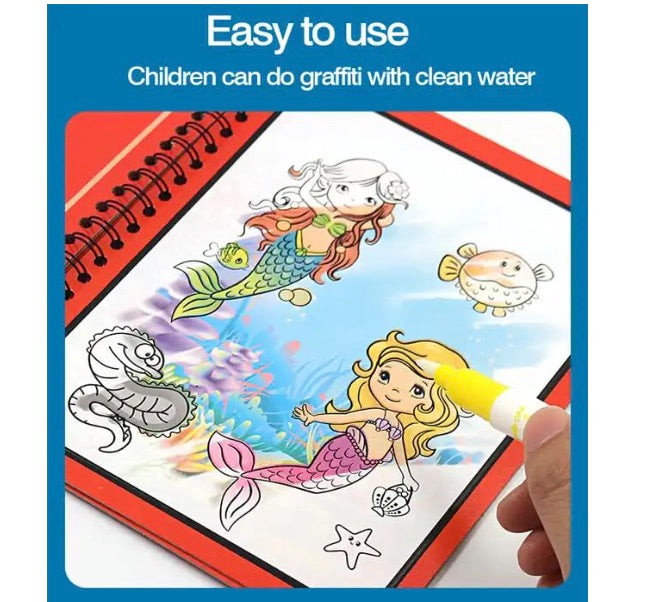 4-Piece Reusable Water Coloring Books for Kids | Magic Water Painting Set for Toddlers (Ages 2–10)