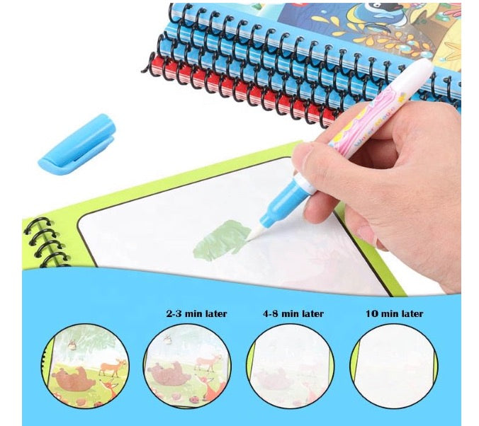 4-Piece Reusable Water Coloring Books for Kids | Magic Water Painting Set for Toddlers (Ages 2–10)