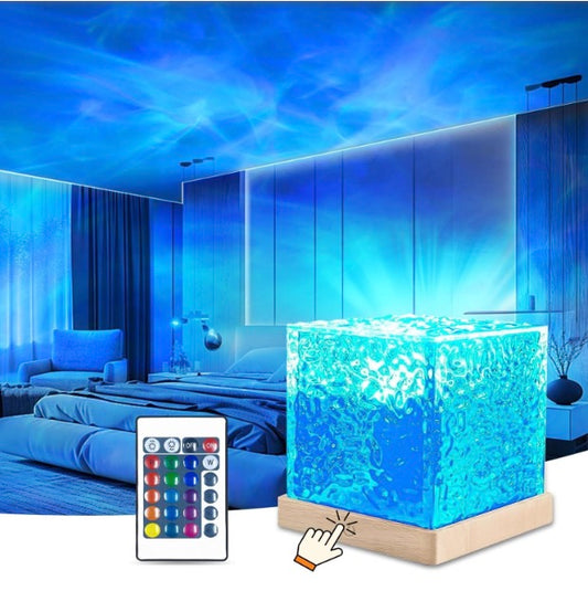 Ocean Wave Projector Lamp with Touch Sensor & Remote | 3D Water Ripple LED Night Light for Home & Bedroom Decor