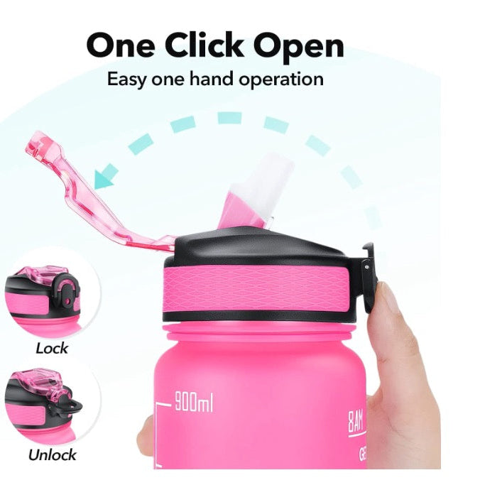 800ml Motivational Time Marker Water Bottle | Leakproof BPA-Free Sipper with Straw for Gym, Office & School (Multicolor)