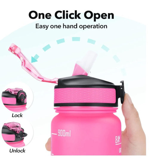800ml Motivational Time Marker Water Bottle | Leakproof BPA-Free Sipper with Straw for Gym, Office & School (Multicolor)