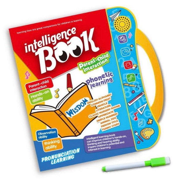 Intelligence Book | Interactive Musical Phonetic Learning Toy for Kids (ABC, 123, Animals & Colors) | Educational Audio E-Learning Book for Ages 3+