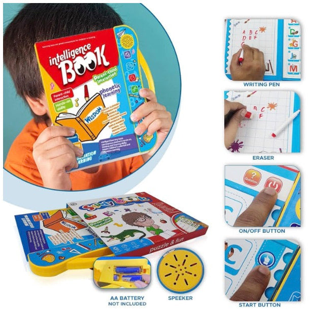 Intelligence Book | Interactive Musical Phonetic Learning Toy for Kids (ABC, 123, Animals & Colors) | Educational Audio E-Learning Book for Ages 3+