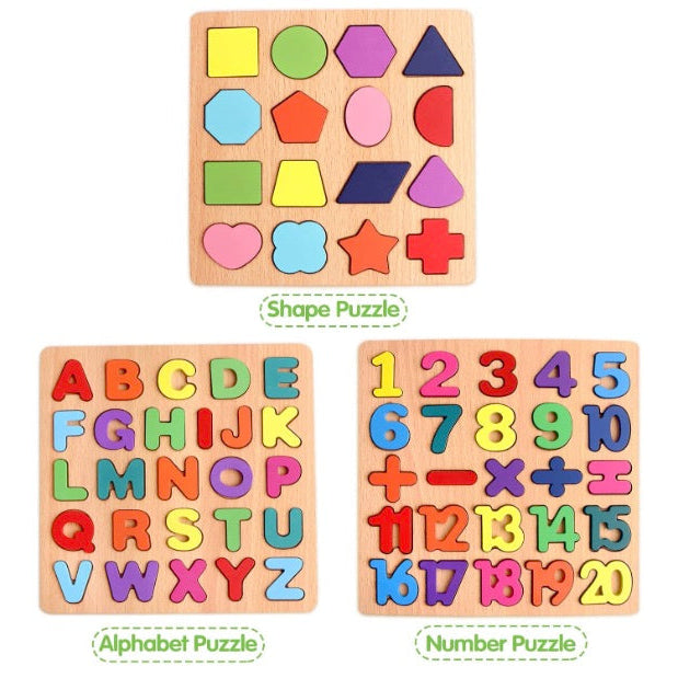 Wooden Learning Educational Board for Kids | Alphabets, Numbers & Shapes Puzzle Toy | Montessori Cognitive Toy for 2+ Years (Unisex)