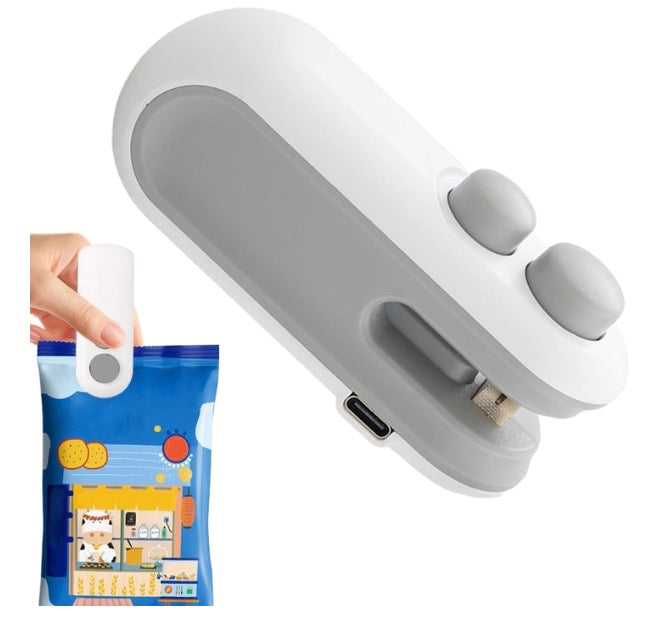 Portable Mini Sealing Machine with Cutter | 2-in-1 Rechargeable Heat Sealer for Food, Snacks & Chips | Airtight Storage & Freshness Preserver