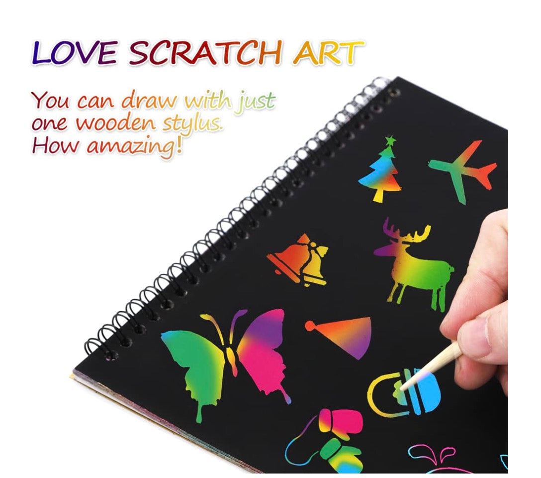 Scratch Art Books for Kids (Pack of 2) | Rainbow Scratch Art Paper | Creative DIY Drawing Book for Toddlers & Children | Best Gift for Boys & Girls
