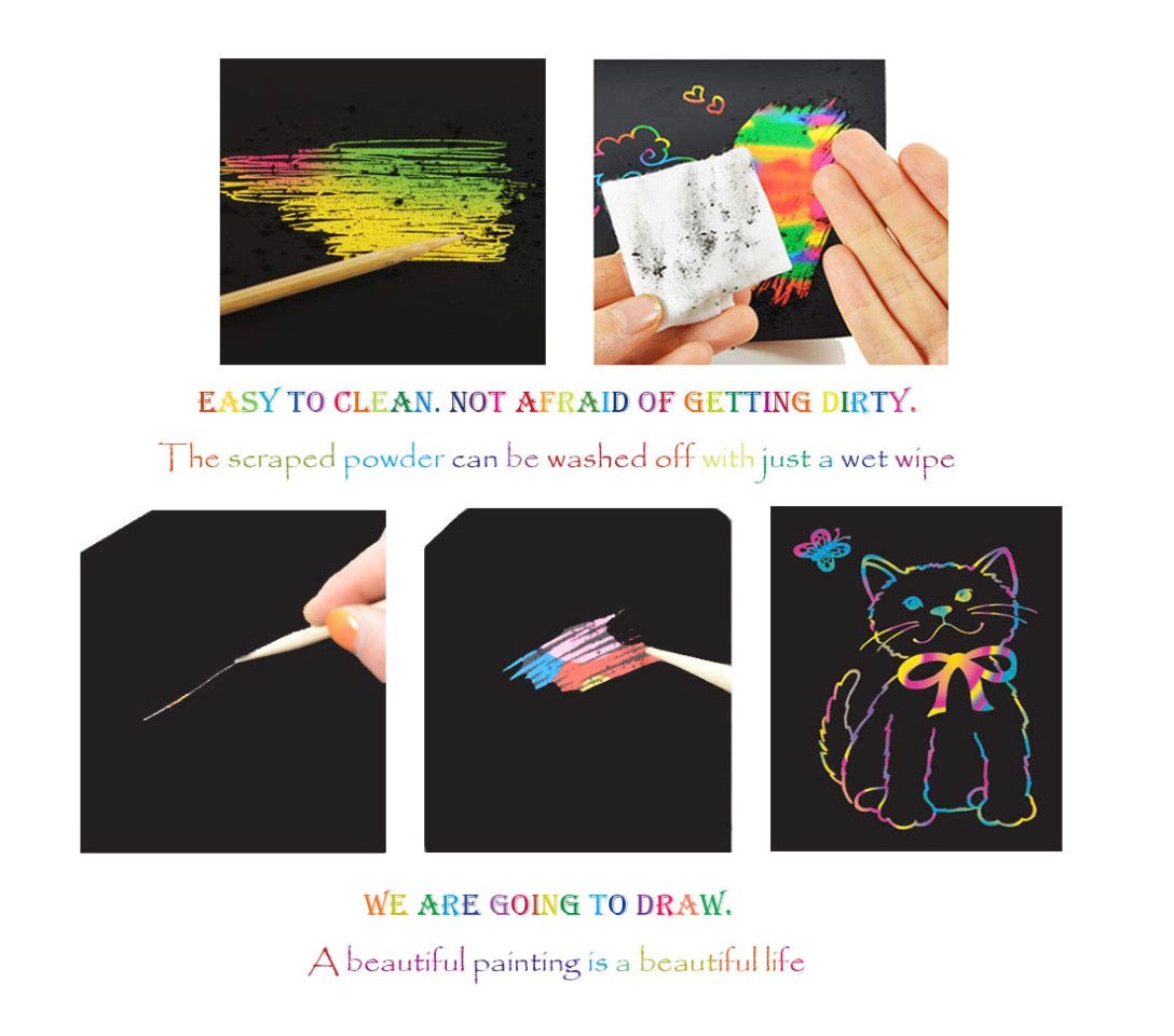 Scratch Art Books for Kids (Pack of 2) | Rainbow Scratch Art Paper | Creative DIY Drawing Book for Toddlers & Children | Best Gift for Boys & Girls