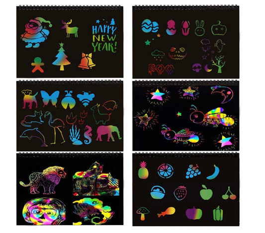 Scratch Art Books for Kids (Pack of 2) | Rainbow Scratch Art Paper | Creative DIY Drawing Book for Toddlers & Children | Best Gift for Boys & Girls