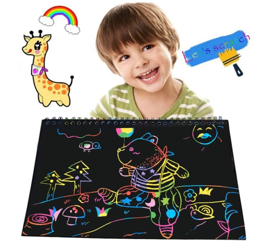 Scratch Art Books for Kids (Pack of 2) | Rainbow Scratch Art Paper | Creative DIY Drawing Book for Toddlers & Children | Best Gift for Boys & Girls