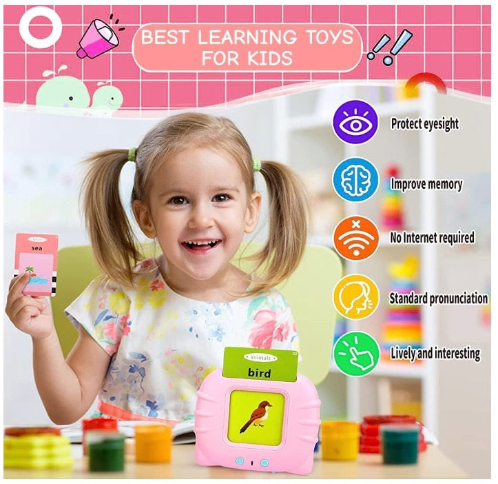 Montessori Talking Flash Cards for Kids (2–5 Years) | Rechargeable Educational Learning Toy | Sound Flashcard Device for Toddlers | Cognitive & Language Skills Builder for Boys & Girls