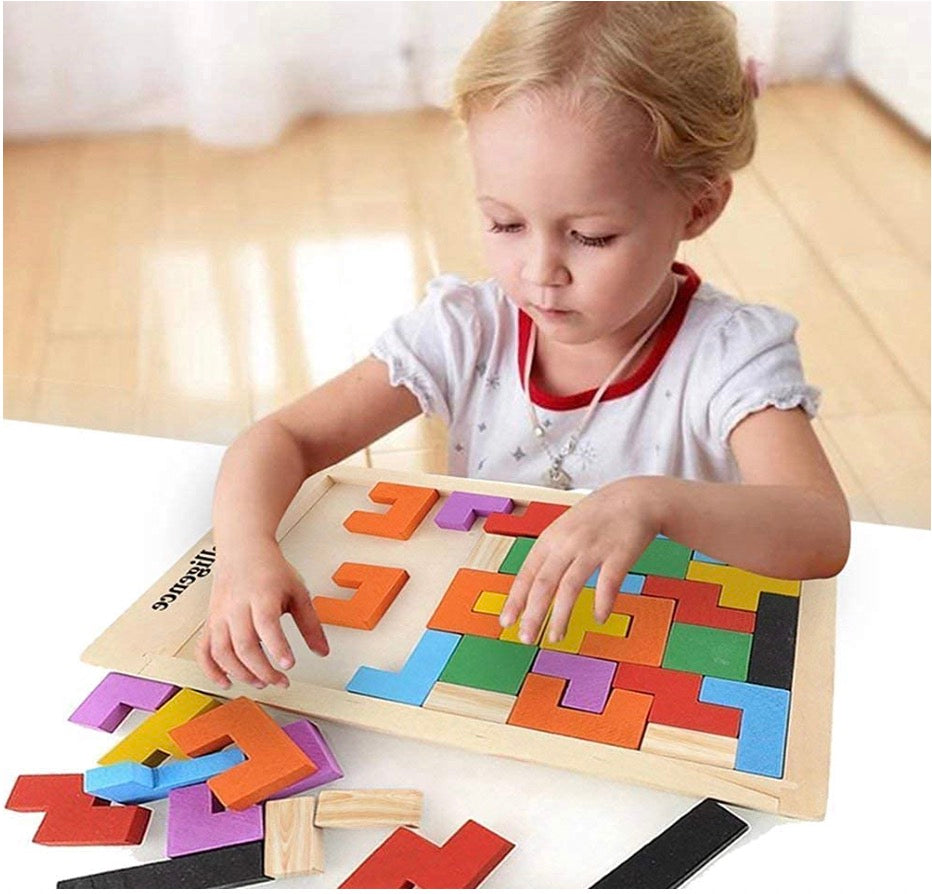 Colorful Wooden Tetris Puzzle for Little Geniuses (2–6 Years). Play Smart, Think Sharp!