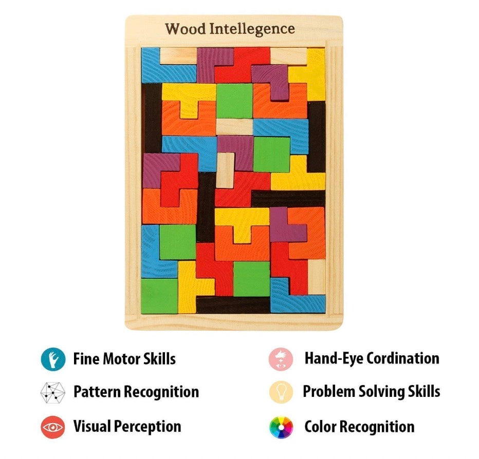Colorful Wooden Tetris Puzzle for Little Geniuses (2–6 Years). Play Smart, Think Sharp!