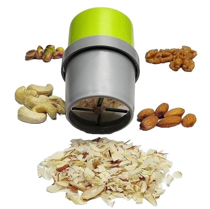 Dry Fruit & Nut Cutter Slicer with Fine Cup – Hand-Operated Chopper for Badam, Kaju, Walnut & Pista | Manual Nut Cutting Machine for Kitchen Use