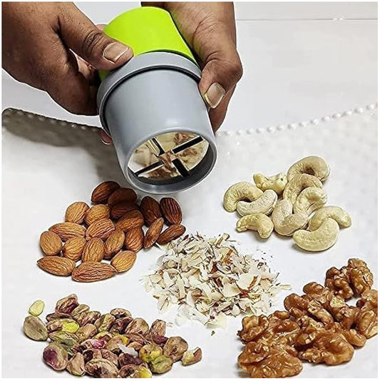 Dry Fruit & Nut Cutter Slicer with Fine Cup – Hand-Operated Chopper for Badam, Kaju, Walnut & Pista | Manual Nut Cutting Machine for Kitchen Use