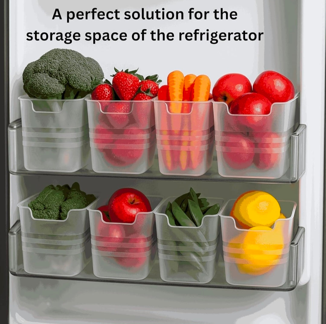 6-Piece Fridge Storage Box Set | Transparent Multipurpose Plastic Containers for Fruits & Vegetables | Space-Saving Refrigerator, Side Door & Pantry Organizer
